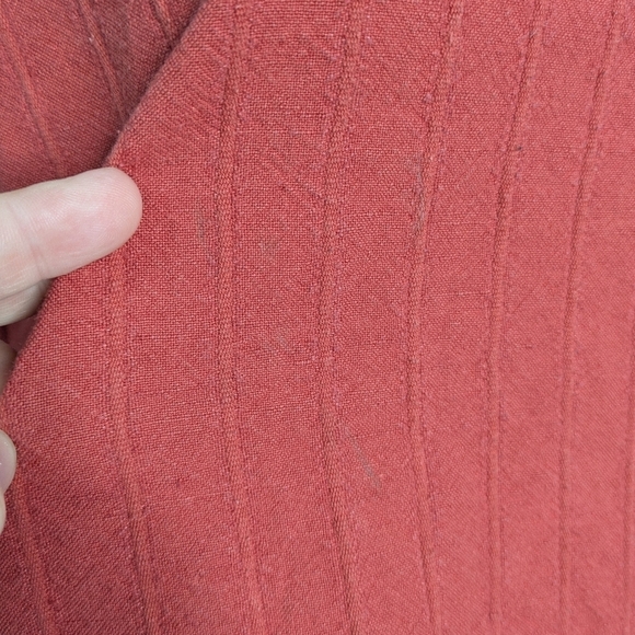 Flax Red/Orange Linen Cotton Blend Long Sleeve Top S - Picture 3 of 7